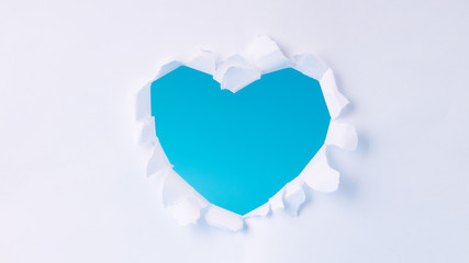 Naklejka na ściany i meble paper heart symbol over blue sky background. template for design.love and romance concept.