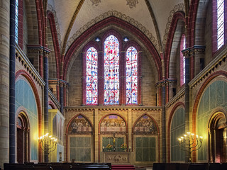 Choir and main altar of Bremen Cathedral, Germany. The cathedral of St. Peter was built in the 11th...