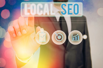 Word writing text Local Seo. Business photo showcasing helps businesses promote products and...