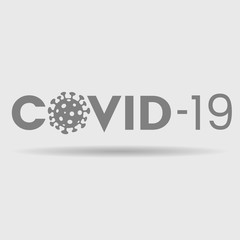 Abstract Grey Coronavirus Icon with Covid-19 Text