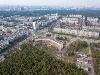 Houses on the outskirts of Kiev. Aerial drone view.