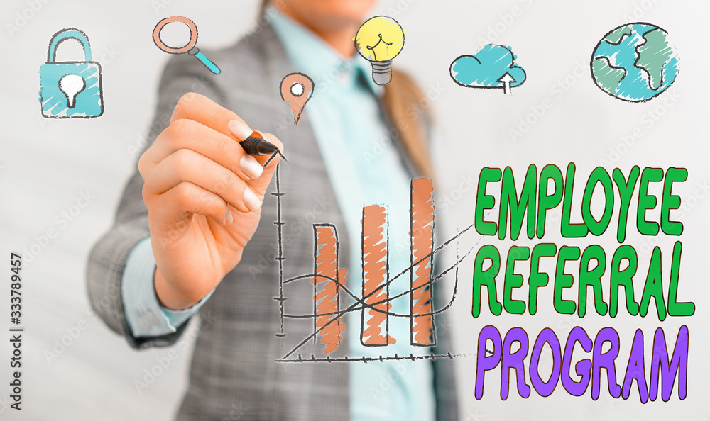 Poster conceptual hand writing showing employee referral program. concept meaning employees are rewarded fo
