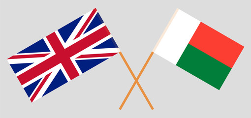 Crossed flags of Madagascar and the UK