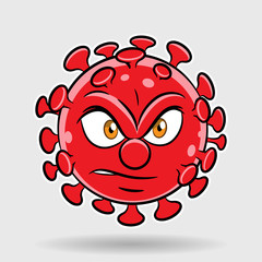 Cartoon Angry Red Coronavirus
