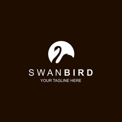 white swan icon isolated on black background © Alexkava