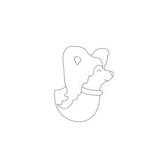 Head of chinese crested linestyle icon for different design. Cute family dog.