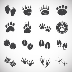 Animal foot print icons set on background for graphic and web design. Creative illustration concept symbol for web or mobile app