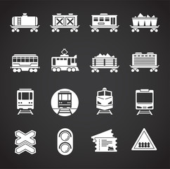 Railway transportation related icons set on background for graphic and web design. Creative illustration concept symbol for web or mobile app