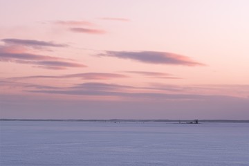 Obraz premium 北海道別海町 冬の野付半島の夕景