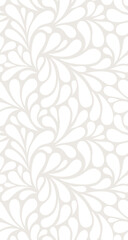 Vector seamless beige pattern with white drops. Monochrome abstract floral background.