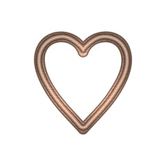 Heart made of mahogany wood texture. Retro heart sign on white background. Design element for Happy Valentine's Day. Ready for your design, greeting card, banner. Vector illustration.