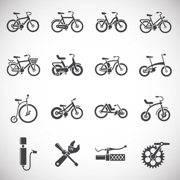 Bicycle related icons set on background for graphic and web design. Creative illustration concept symbol for web or mobile app
