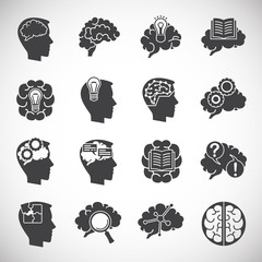 Human brain related icons set on background for graphic and web design. Creative illustration concept symbol for web or mobile app