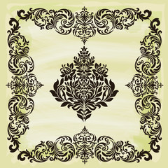 Oriental vector damask patterns for greeting cards and wedding invitations.
