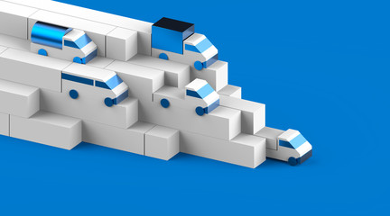 Transport Logistic 3d Render Auto Set White Blue