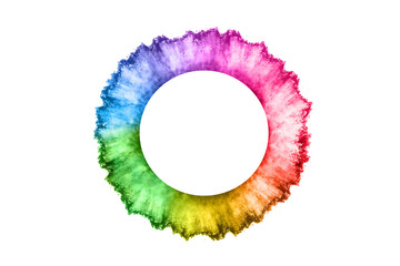 abstract powder splatted background. Colorful powder explosion on white background. Colored cloud. Colorful dust explode. Paint Holi.