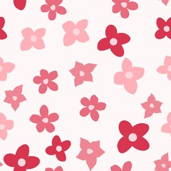 Seamless pattern with hand drawn doodle flowers. Floral vector background.