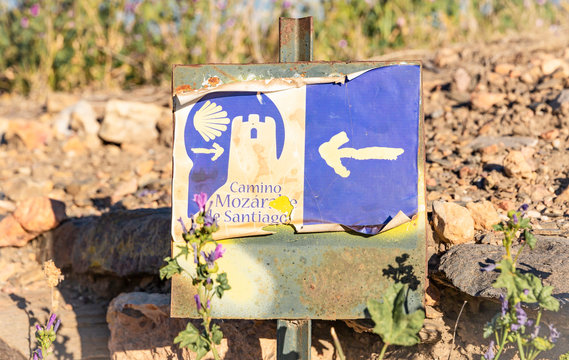 way of Saint James signpost in the countryside - Camino Mozarabe de Santiago