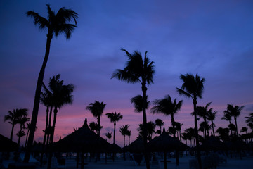 Beautiful Sunset on Palm Beach in Aruba