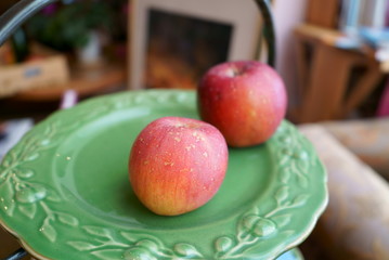 Interior decorated with red apples