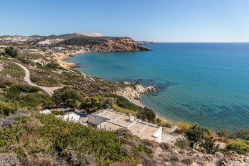 Fototapeta na wymiar View of Provatas and in Agios Sostis Beaches