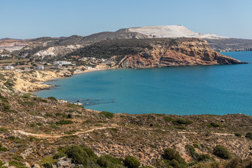 Fototapeta na wymiar View of Provatas and in Agios Sostis Beaches
