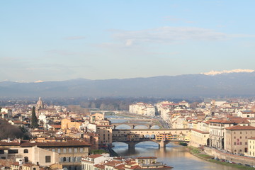 Fototapeta na wymiar Florence, Italy ,view of ponte Vecchio and river Arno