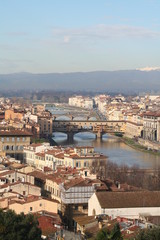 Fototapeta na wymiar Florence, Italy view of ponte Vecchio and river Arno
