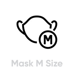 Mask M Size icon. Editable line vector.