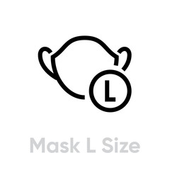 Mask L Size icon. Editable line vector.