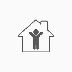 stay home icon, people stay at home vector