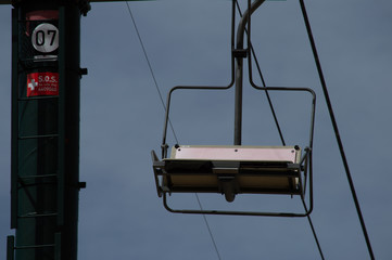 Chairlifts at the top of a sky mountain