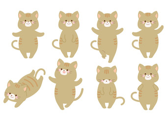 猫のイラスト　ポーズバリエーションセット