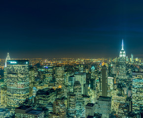 Obraz premium Widok na Nowy Jork Manhattan w godzinach zachodu słońca