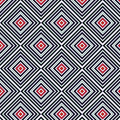 Gordijnen Vector naadloze geometrische patroon bestaande uit zwarte en rode ruiten. © Juli