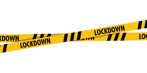 Lockdown barrier tape. Warning yellow dangerous symbol.