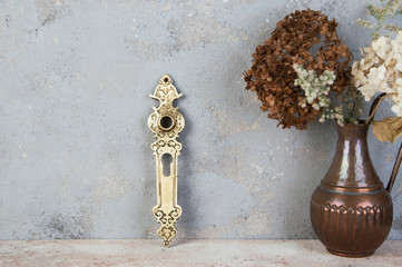 Antique brass key and handle holes cover