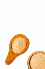 Lepidium meyenii - Maca aphrodisiac powder in wooden spoon