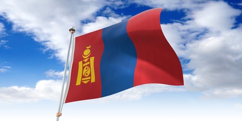 Mongolia - waving flag - 3D illustration