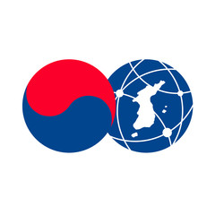 Korea map and Korean flag style emblem design