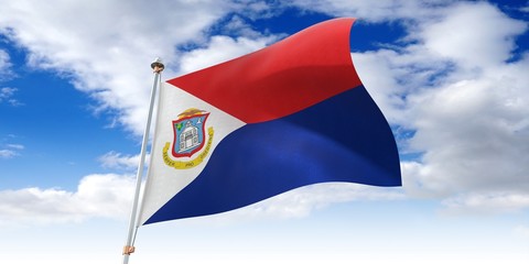 Sint Maarten - waving flag - 3D illustration