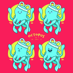 sushi maker octopus mascot illustration