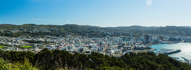 Obraz na płótnie Canvas ニュージーランド　ウェリントンのマウント・ビクトリアからの市街地と港