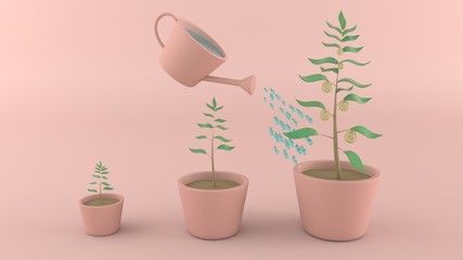 Gold coins isolated money on background, 3D rendering