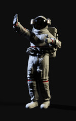 3d Illustration Astronaut pose against isolated on black background with clipping path.