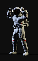 3d Illustration Astronaut pose against isolated on black background with clipping path.