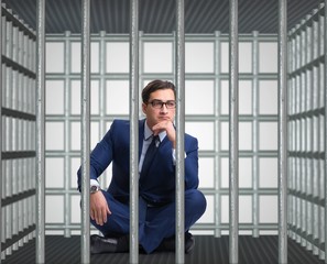 Businessman in the cage business concept