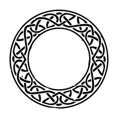 Black Celtic ring with a repeating pattern isolated on white. Can represent the Irish or Scottish culture, druids, Medieval times, a coat of arms, mythology, fantasy and more.