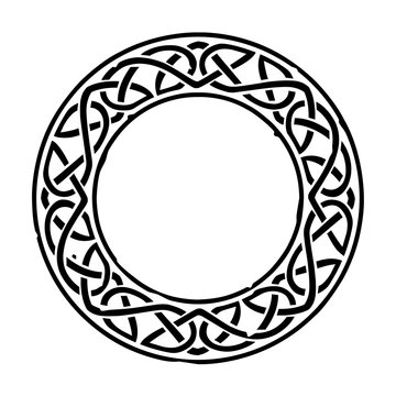 Black Celtic ring with a repeating pattern isolated on white. Can represent the Irish or Scottish culture, druids, Medieval times, a coat of arms, mythology, fantasy and more.