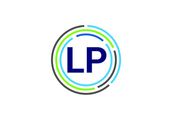 Modern LP Letter Logo Design with Circular Lines and Minimalist Aesthetic for Business Identity